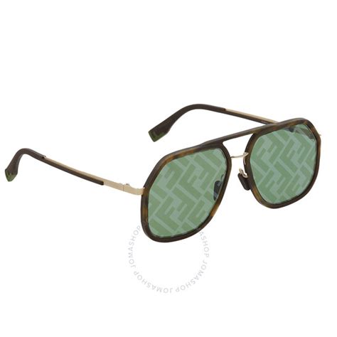 Fendi Green Mirror Navigator Men's Sunglasses 